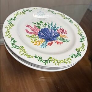Sigrid Olsen Melamine Dinner Plates Seashell Summer Beach  Coral Reef Set/4 11”